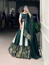 Green Color Plain And Printed With Paper Mirror Work Rayon Lehenga Choli